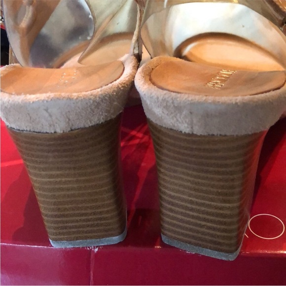 Aerosoles Howdy Skies tan leather comfy stacked heel back strap sandals + box - Picture 7 of 13